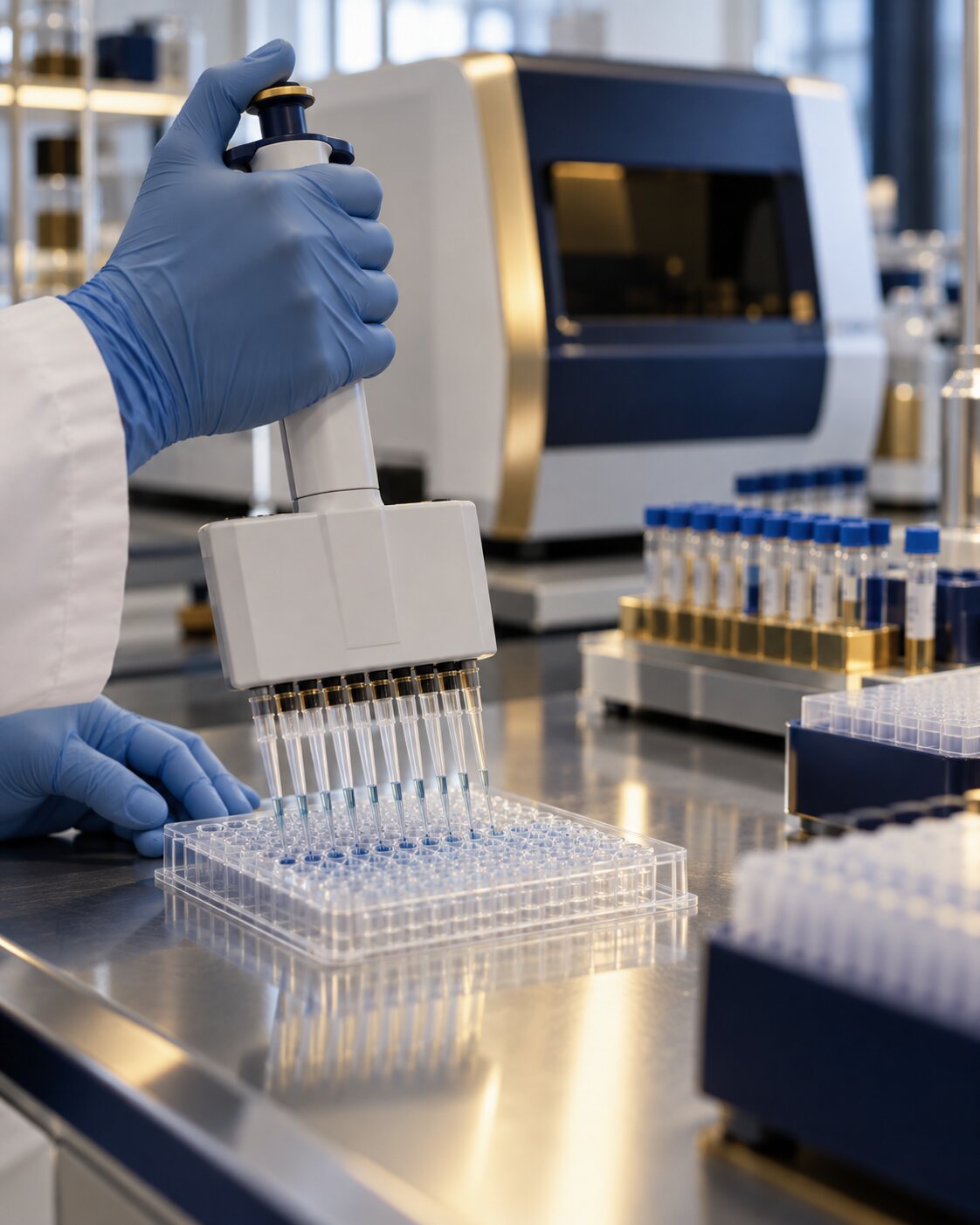 Genetics laboratory processing a DNA sample