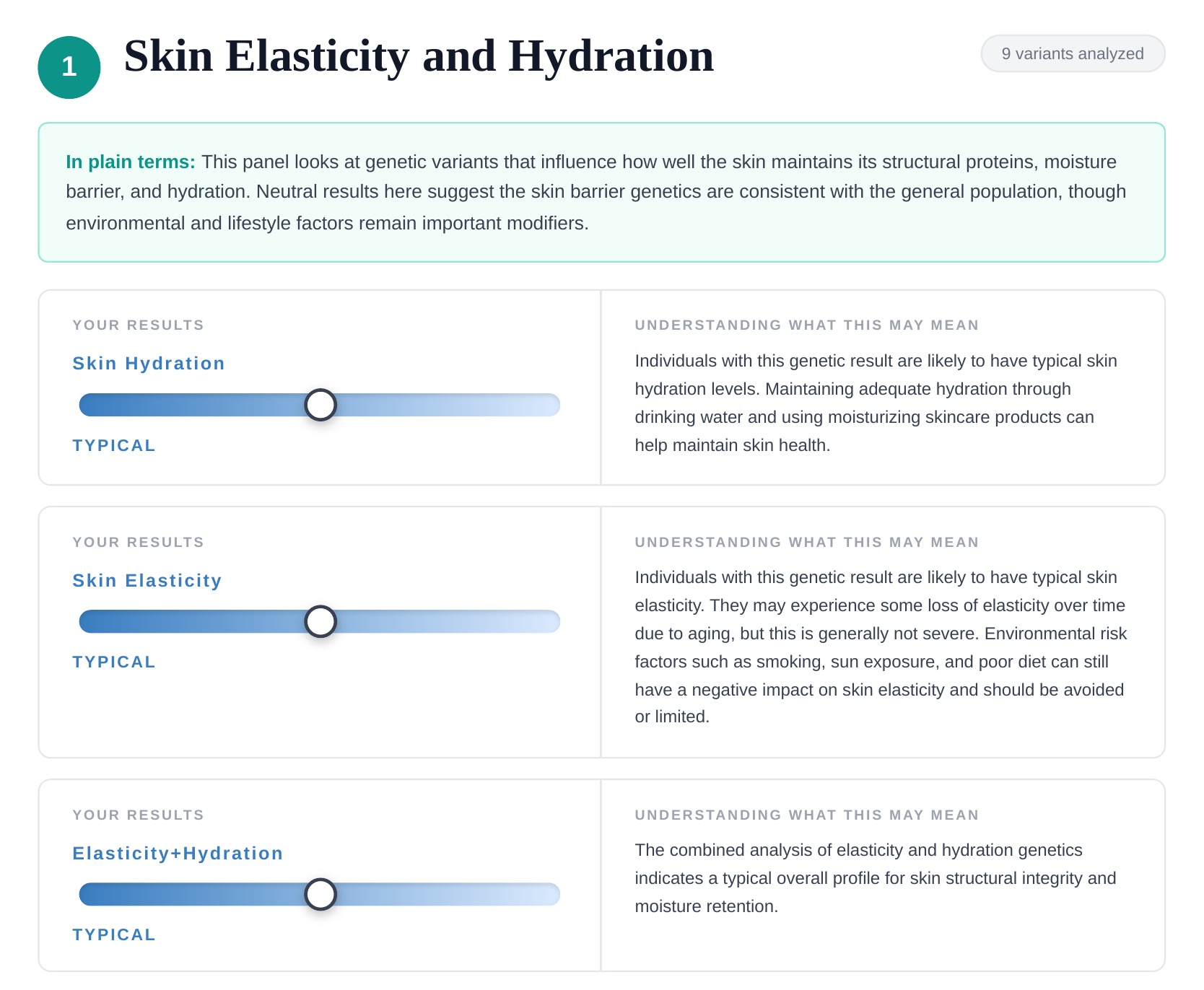 Each result is paired with plain-language context.